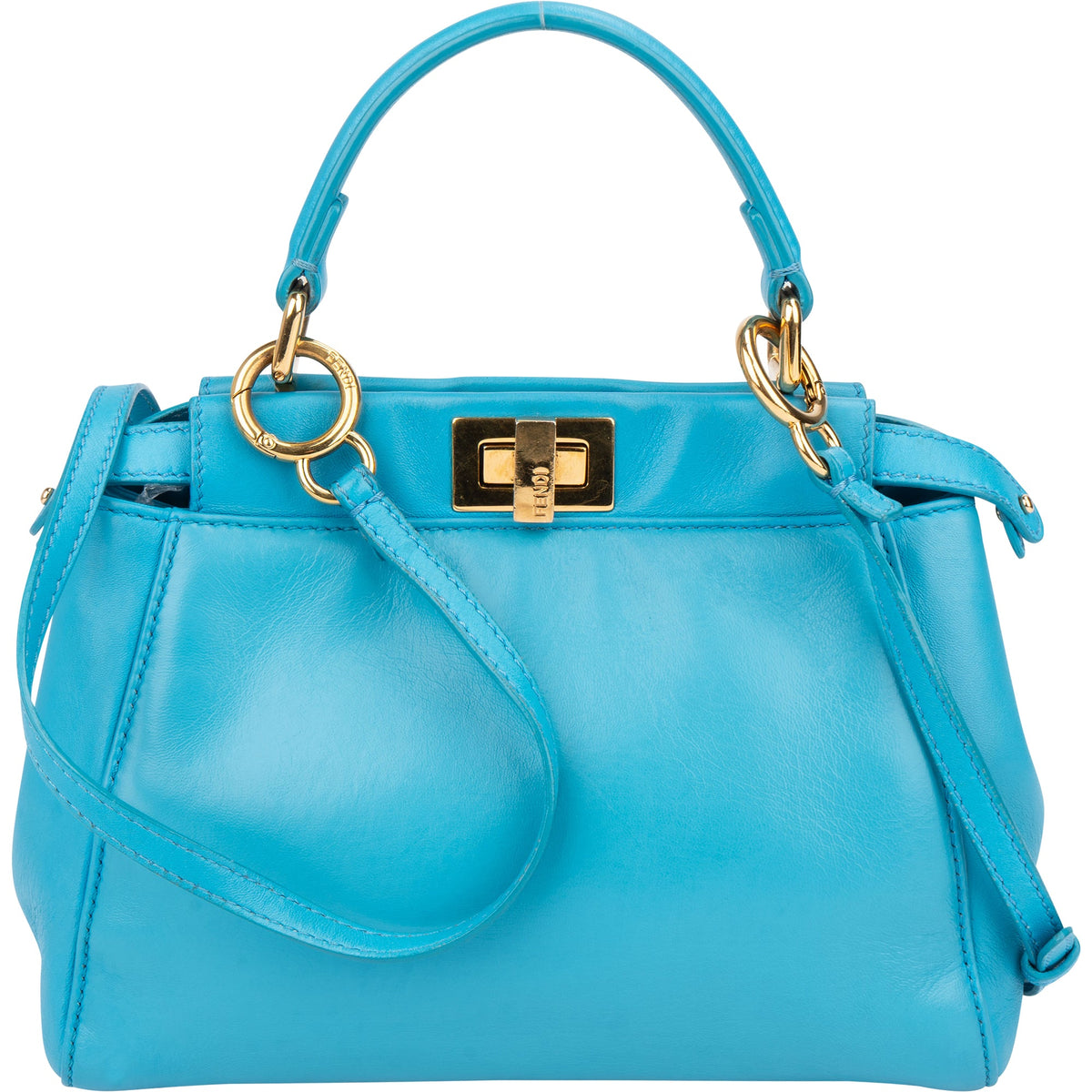 Fendi Peekaboo aus blauem Leder – Ansicht 5