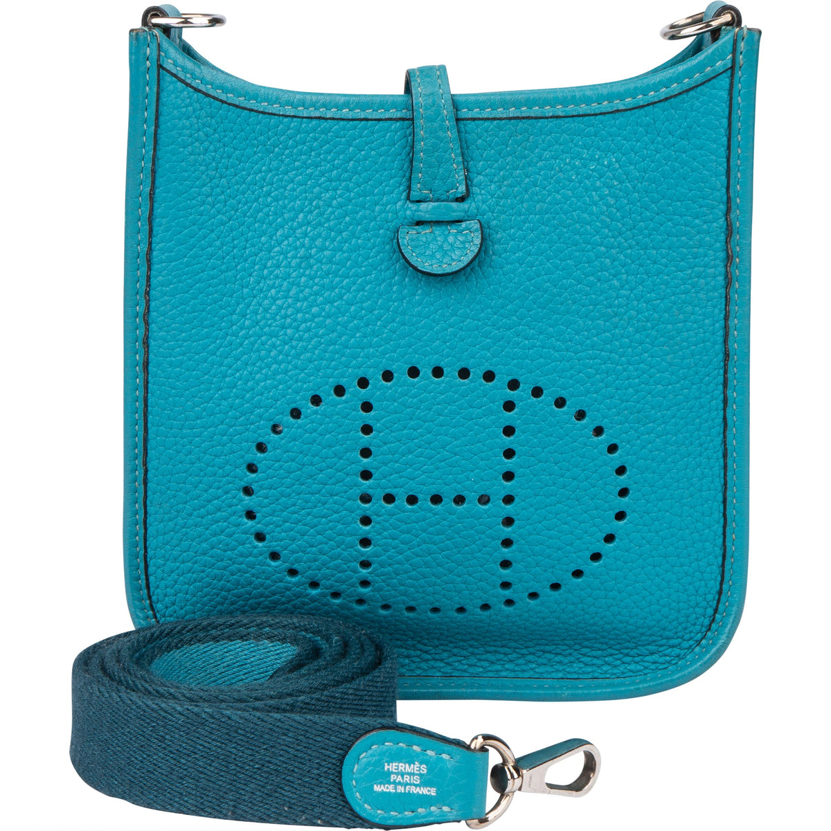 Borsa a tracolla Hermès Evelyne 16 in Taurillon Clemence blu