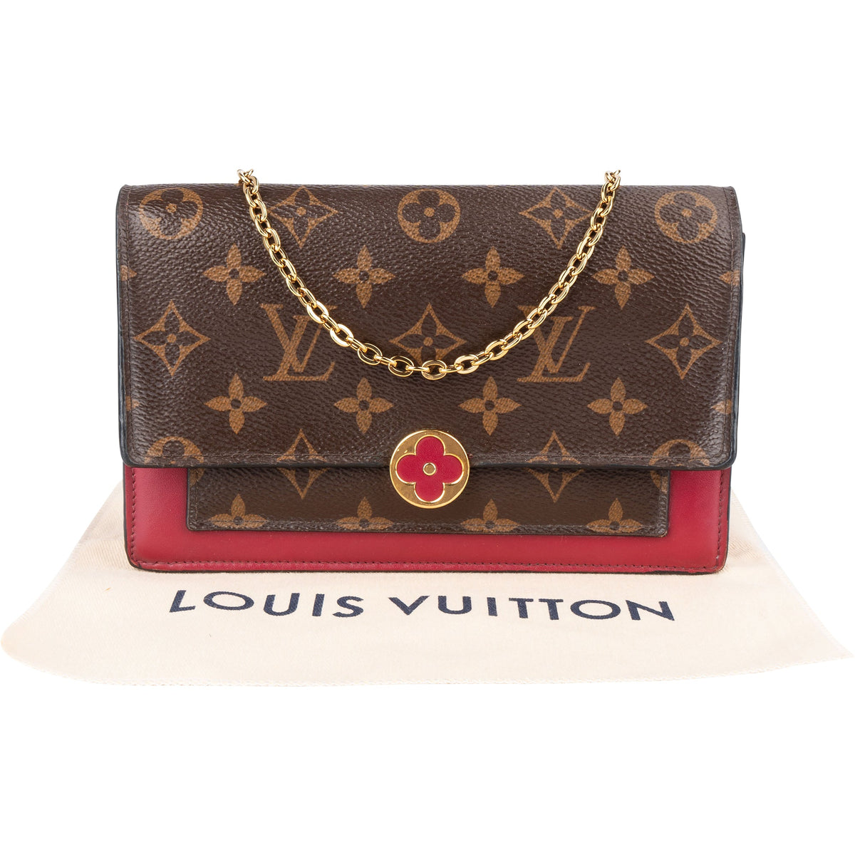 Borsa a tracolla Louis Vuitton Flore Wallet On Chain in tela Monogram