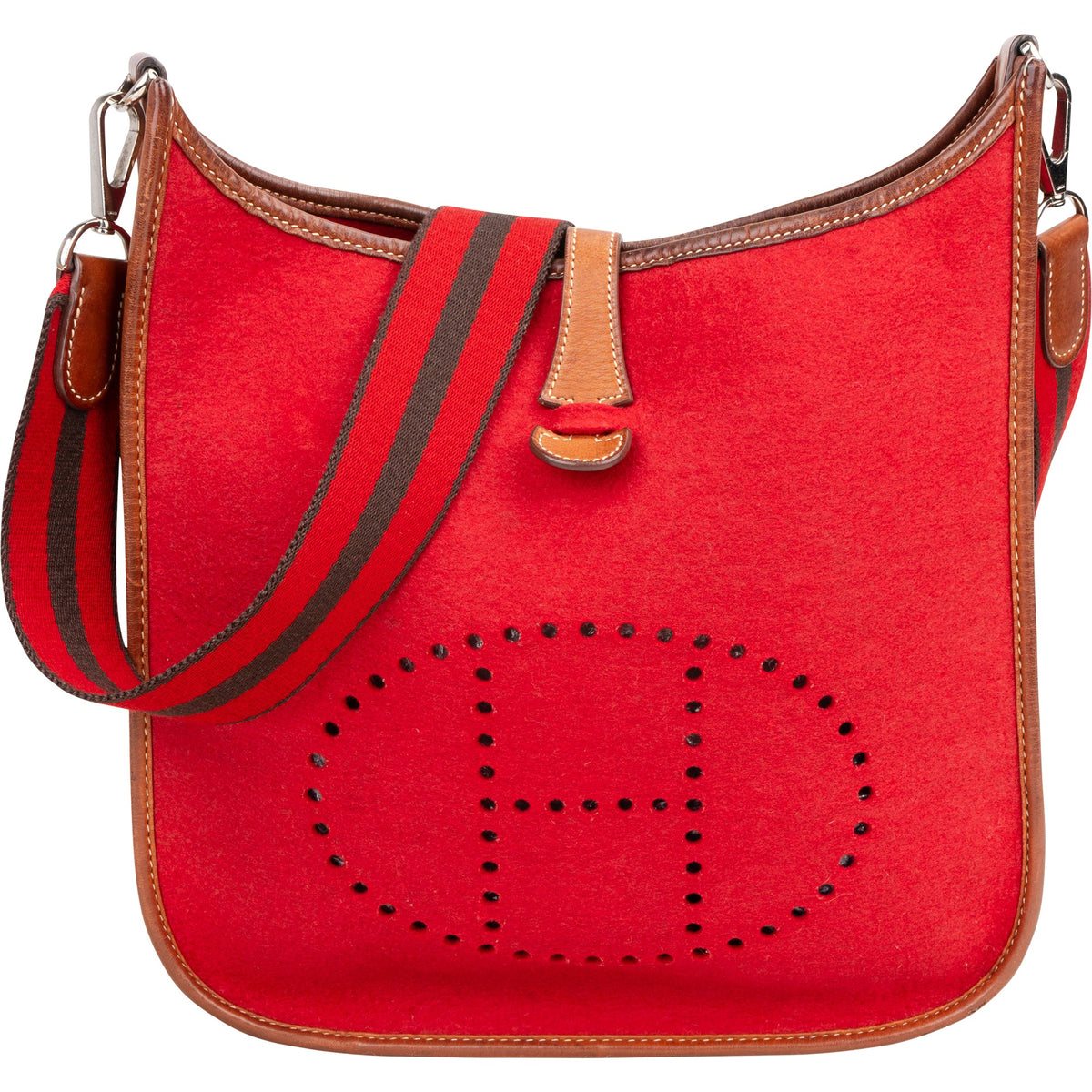 Bolso bandolera Evelyne PM de fieltro de lana color rojo de Hermès