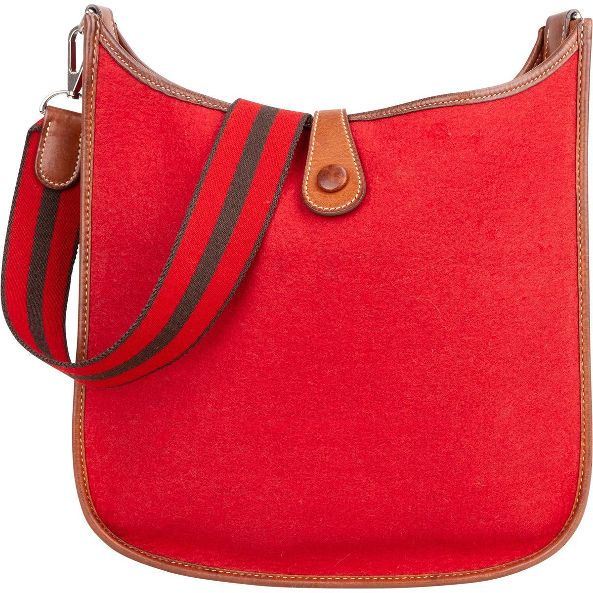 Bolso bandolera Evelyne PM de fieltro de lana color rojo de Hermès