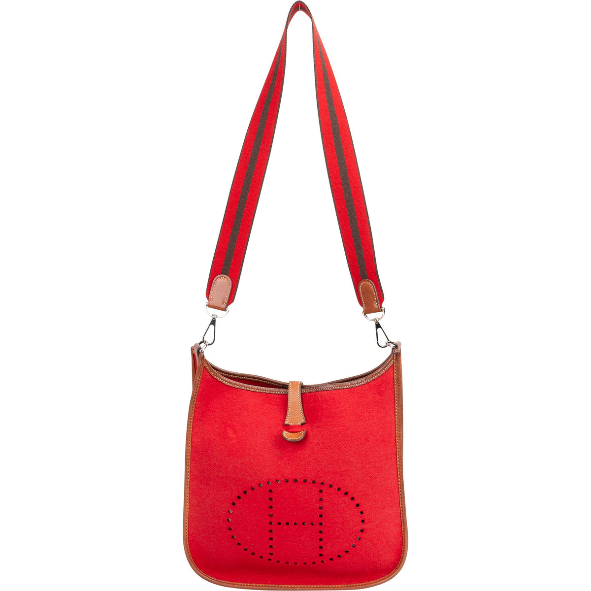 Bolso bandolera Evelyne PM de fieltro de lana color rojo de Hermès