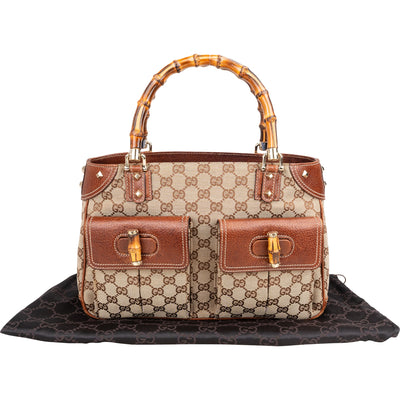 Gucci GG-monogram tas met bamboehandvat