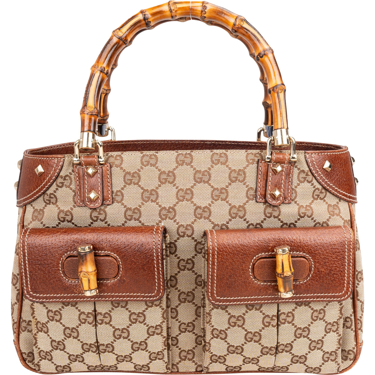 Gucci GG Monogram Bamboo aus Baumwolle und Leder – Vorderansicht