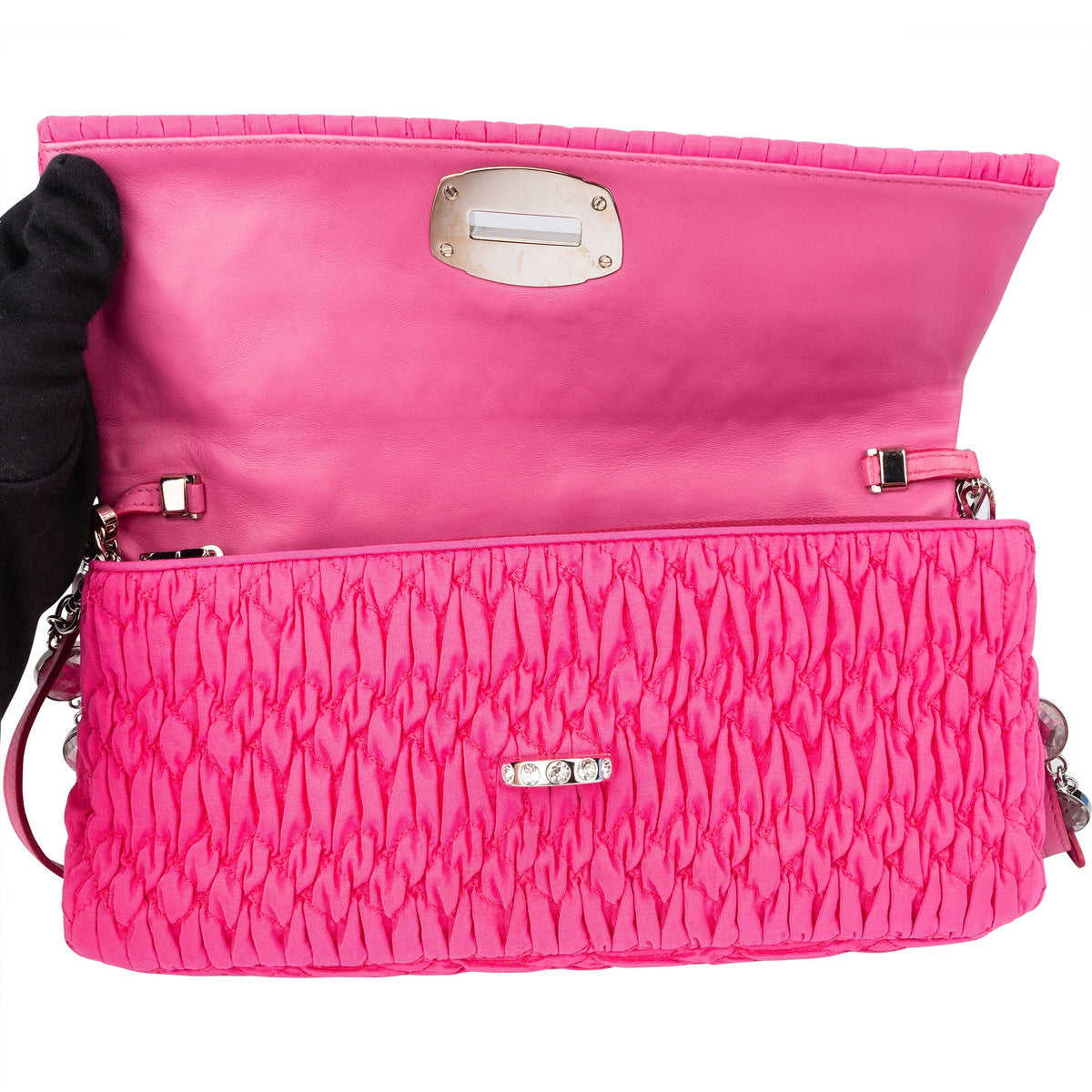 Borsa a spalla Miu Miu Crystal trapuntata