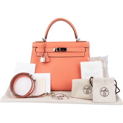 Hermès Taurillon Clemence Crevette Kelly 28 Retourne Handbag