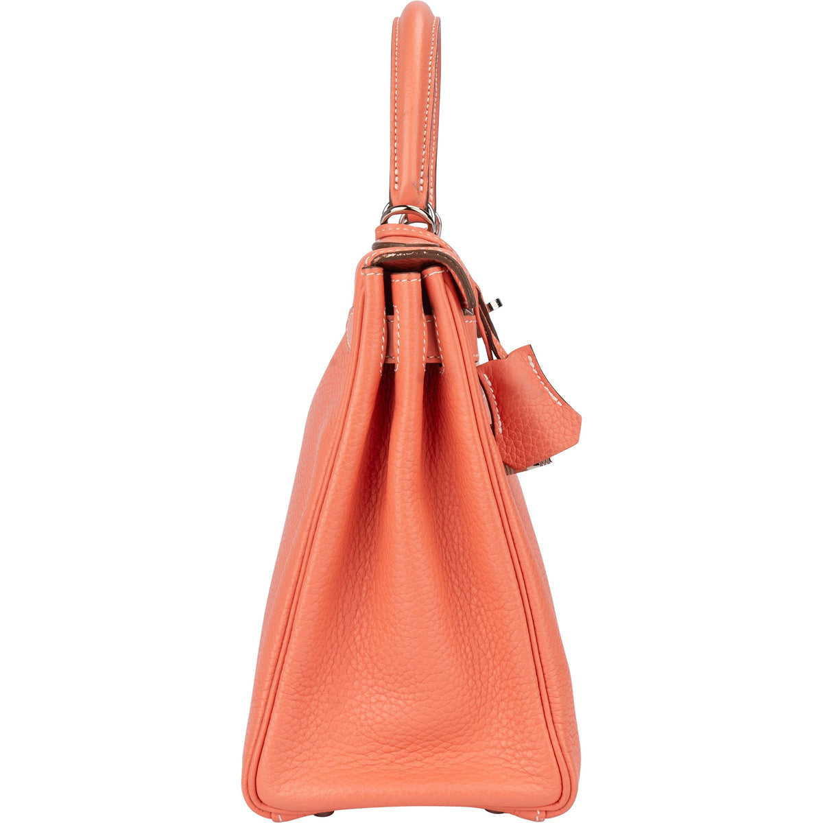 Sac à main Kelly 28 Retourne en cuir Taurillon Clémence Hermès couleur Crevette