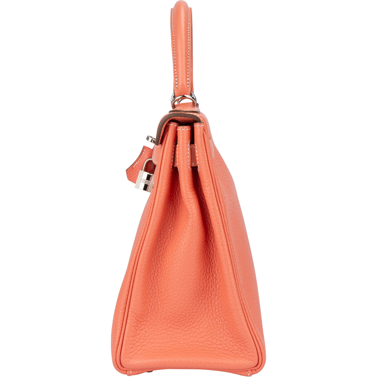 Sac à main Kelly 28 Retourne en cuir Taurillon Clémence Hermès couleur Crevette