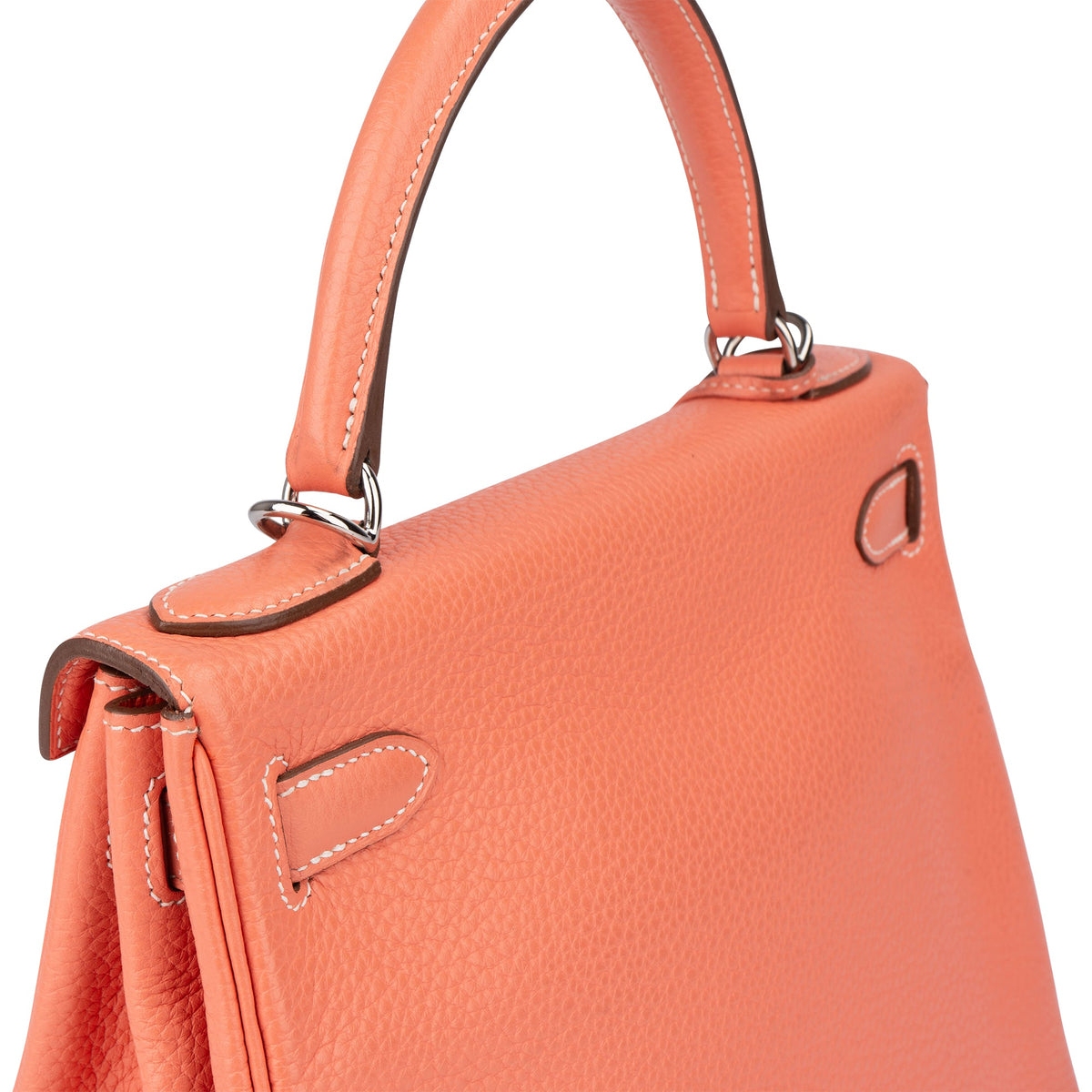 Sac à main Kelly 28 Retourne en cuir Taurillon Clémence Hermès couleur Crevette