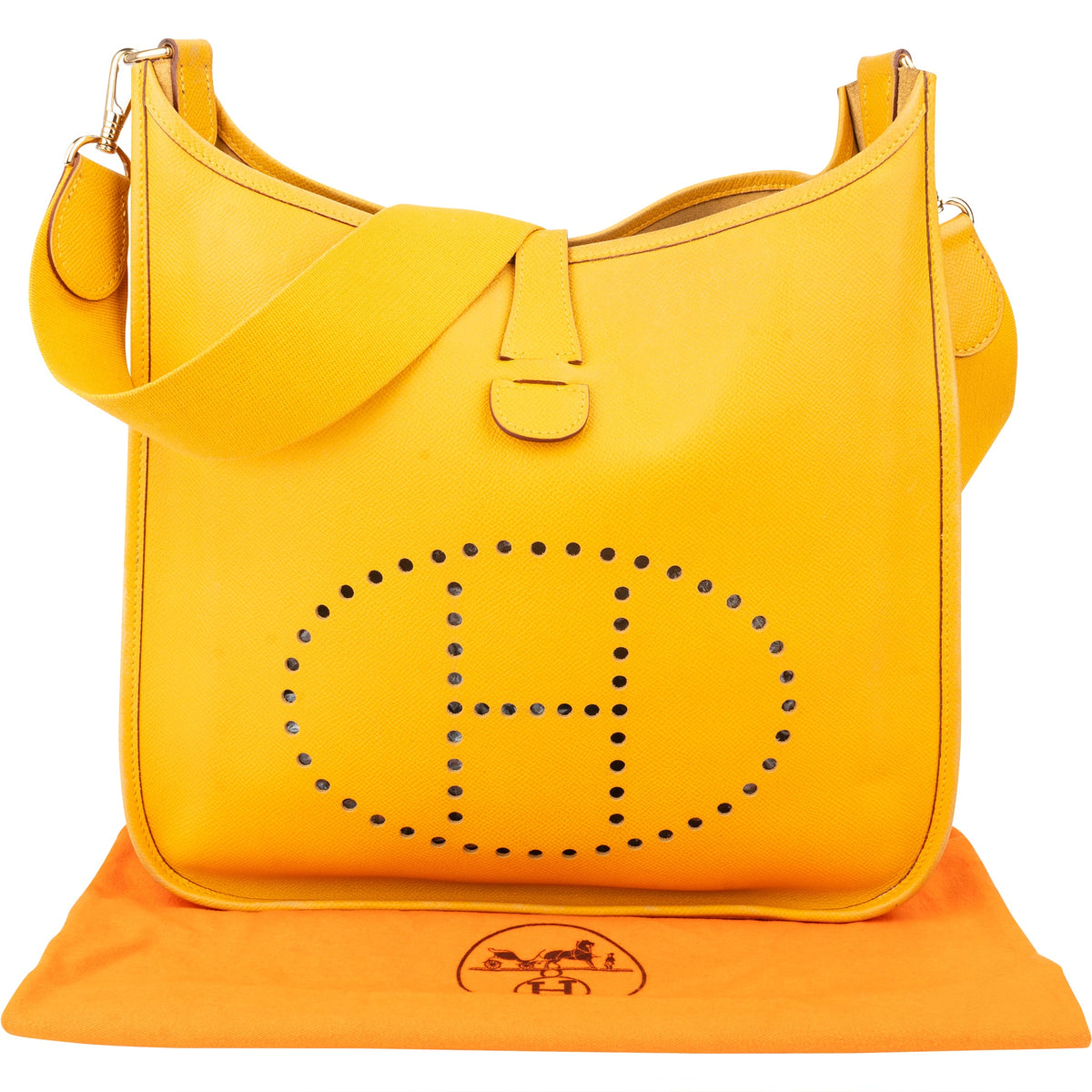 Bolso bandolera Hermès Evelyne GM en piel amarilla