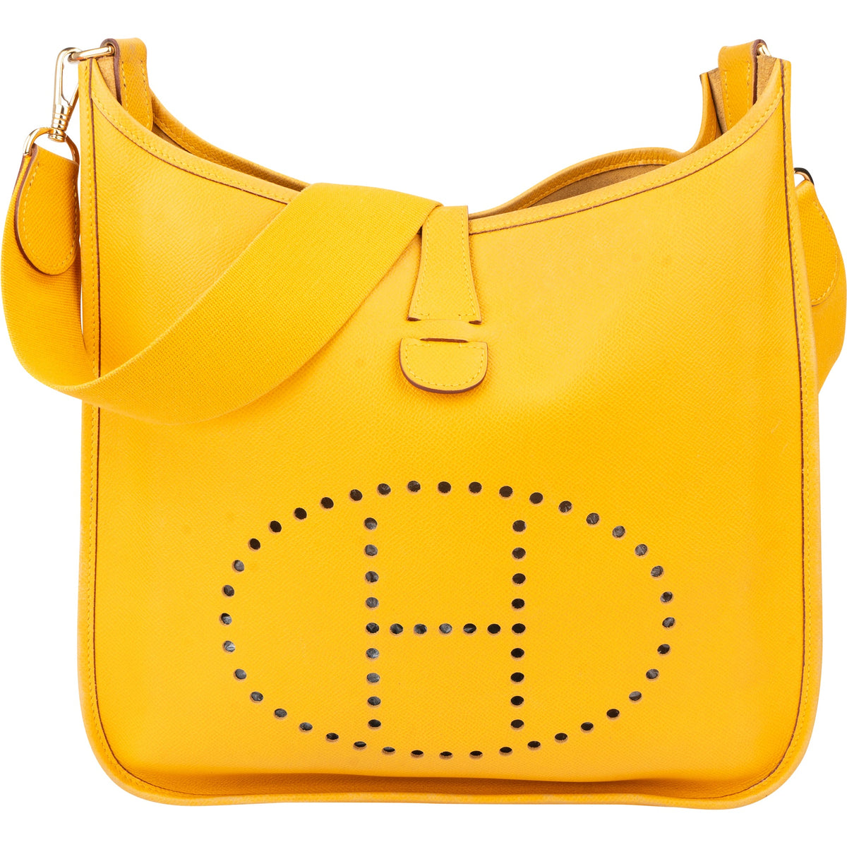 Borsa a tracolla Hermès Evelyne GM in pelle gialla