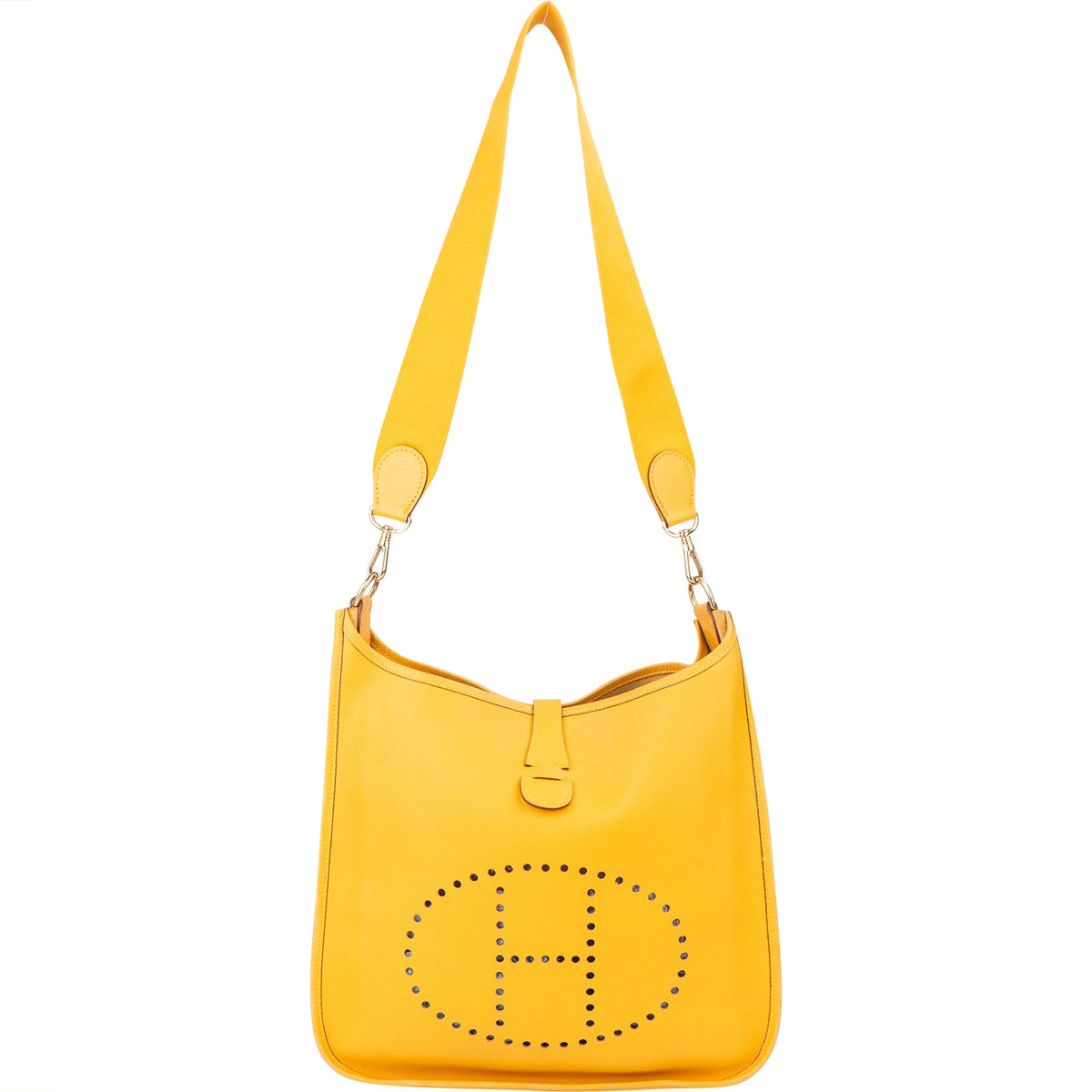 Bolso bandolera Hermès Evelyne GM en piel amarilla