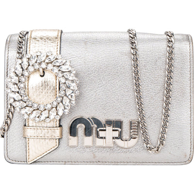 Miu Miu zilveren Cromo crossbodytas met klep