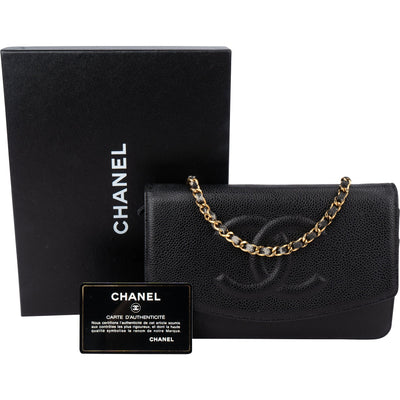 Chanel Caviar Leather CC Wallet On Chain Crossbody Bag