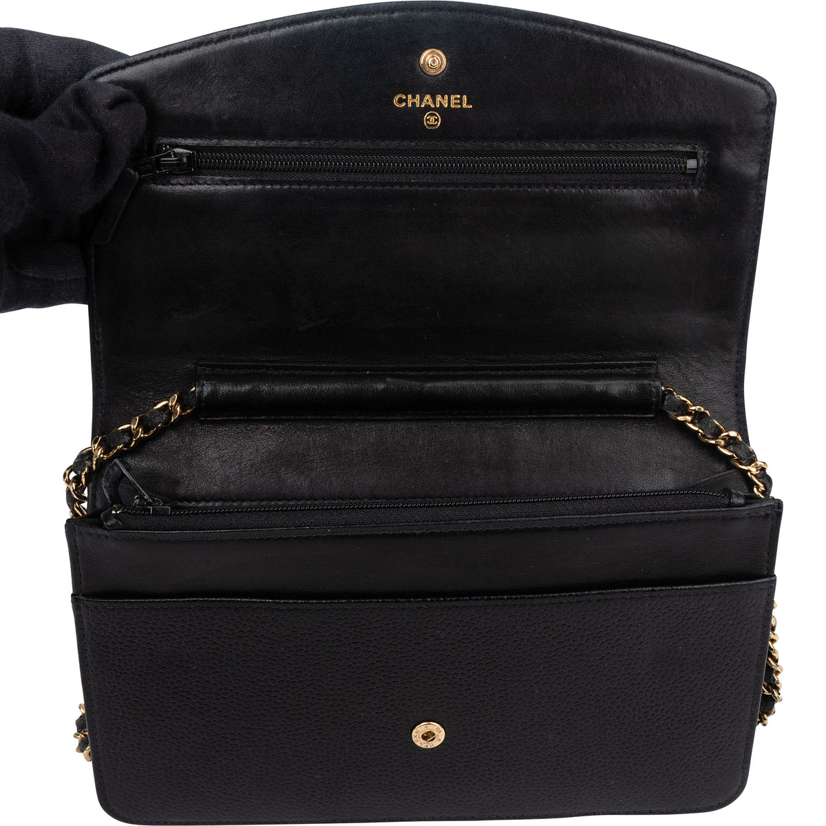Chanel Caviar Leder CC Wallet on Chain Umhängetasche, Bild 10 von 13