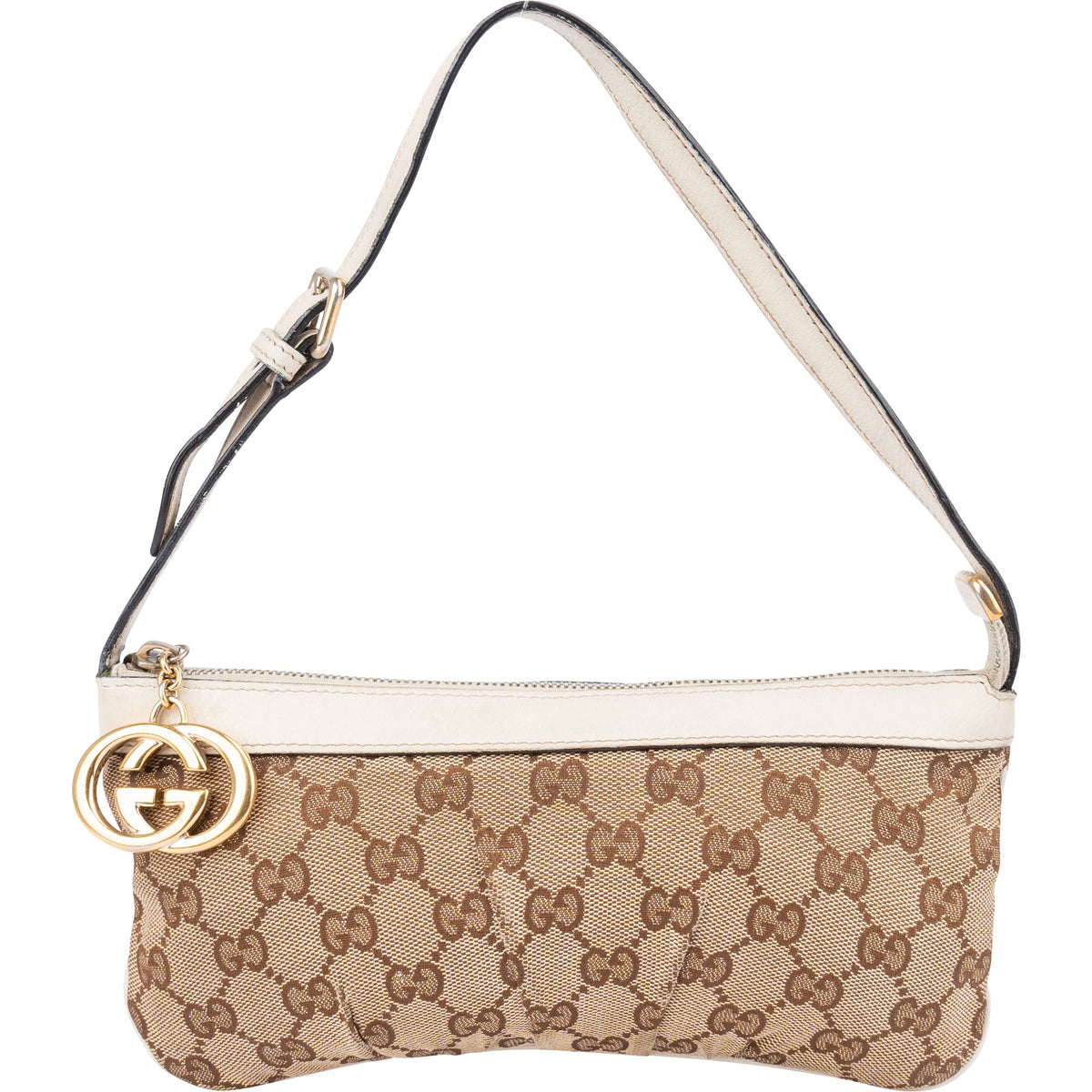 Gucci GG Monogram Pochette aus Baumwolle und Leder – Vorderansicht
