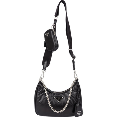 Prada Soft Leather Triangle Re-Edition Crossbody Bag