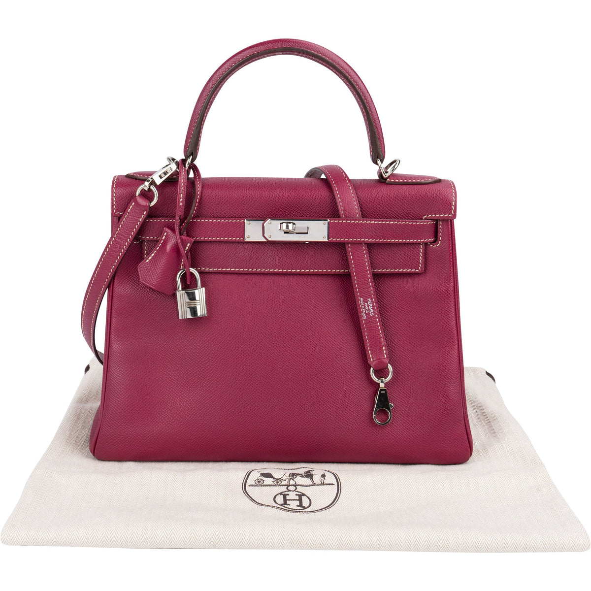Hermès Kelly Sellier 28 handtas van roze Epsom-leer