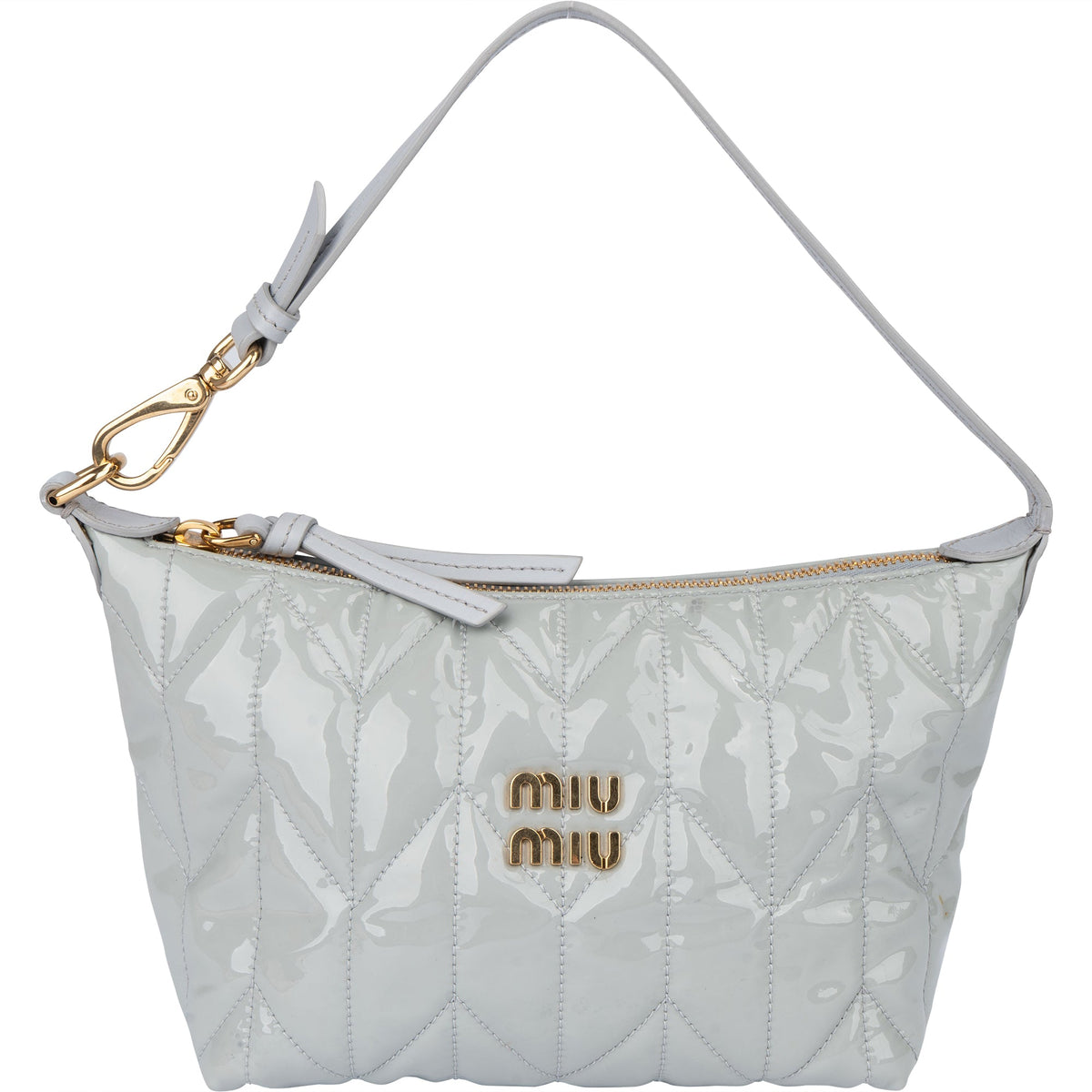Miu Miu Mini aus gestepptem Lackleder – Vorderansicht
