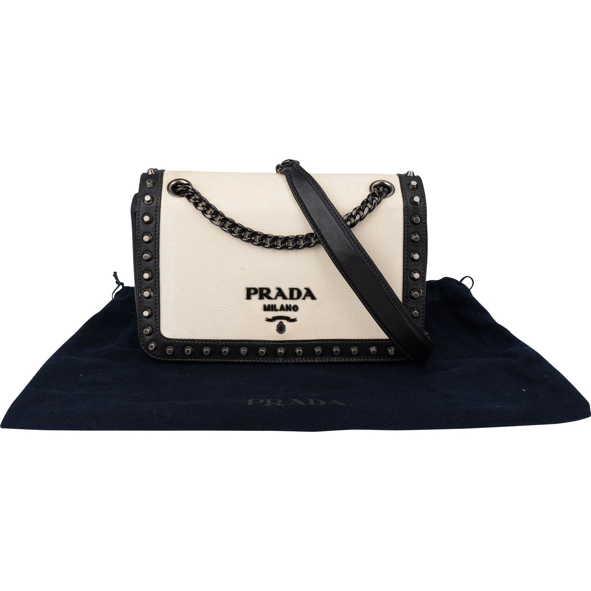 Borsa a tracolla Prada in pelle glace bicolore