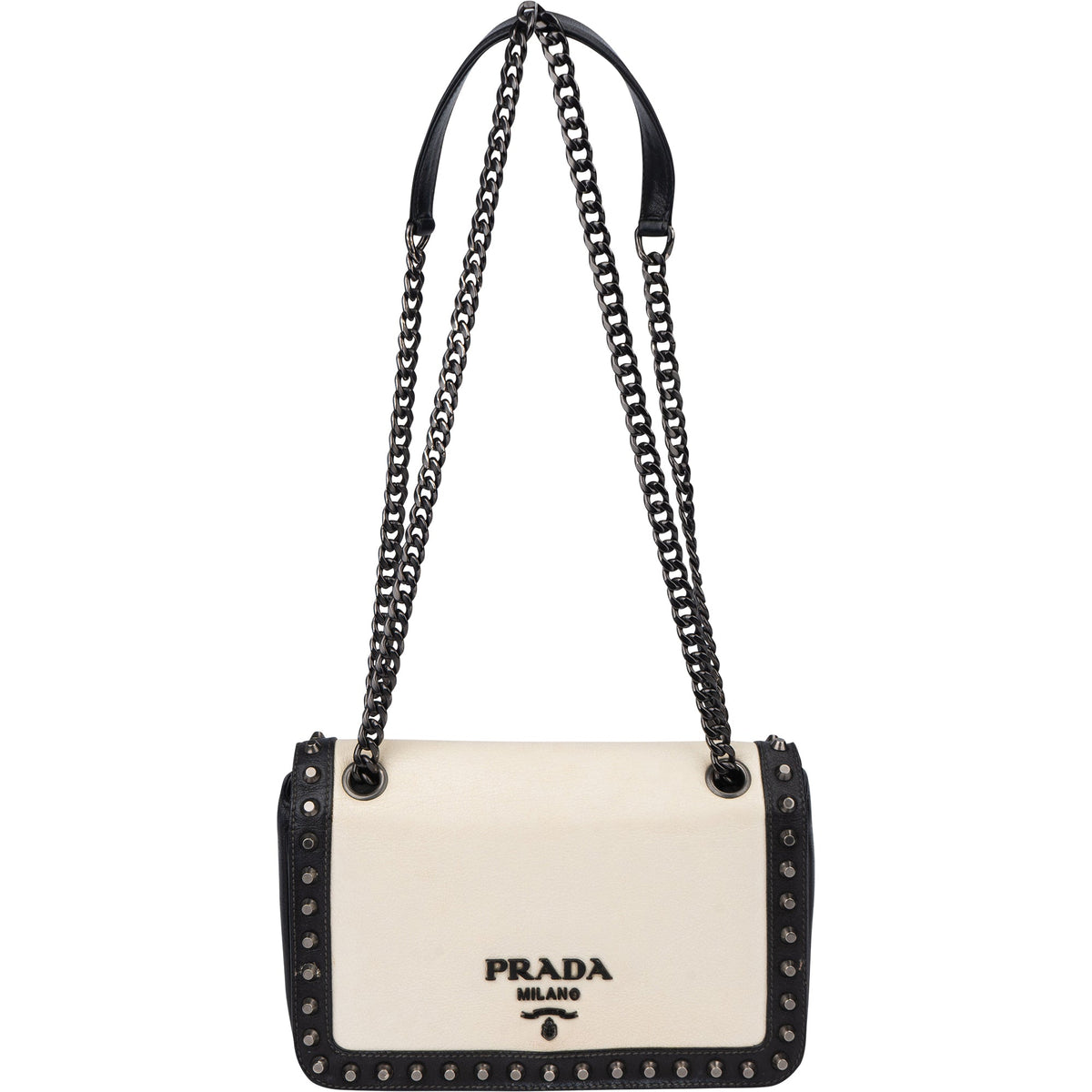 Borsa a tracolla Prada in pelle glace bicolore
