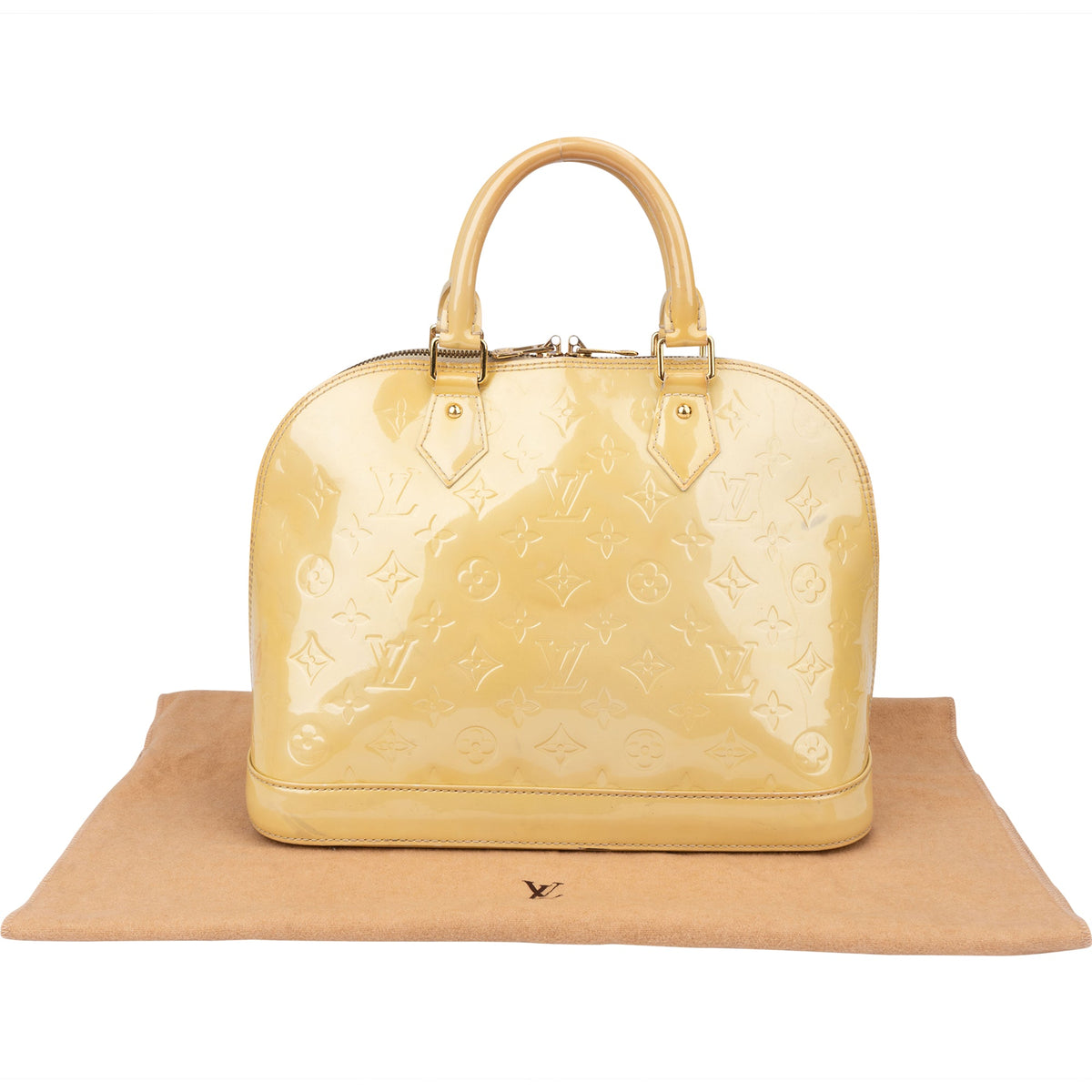 Louis Vuitton Jaune Vernis Monogram Alma PM handtas