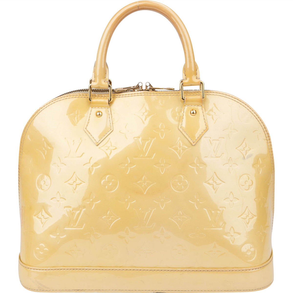 Louis Vuitton Jaune Vernis Monogram Alma PM handtas