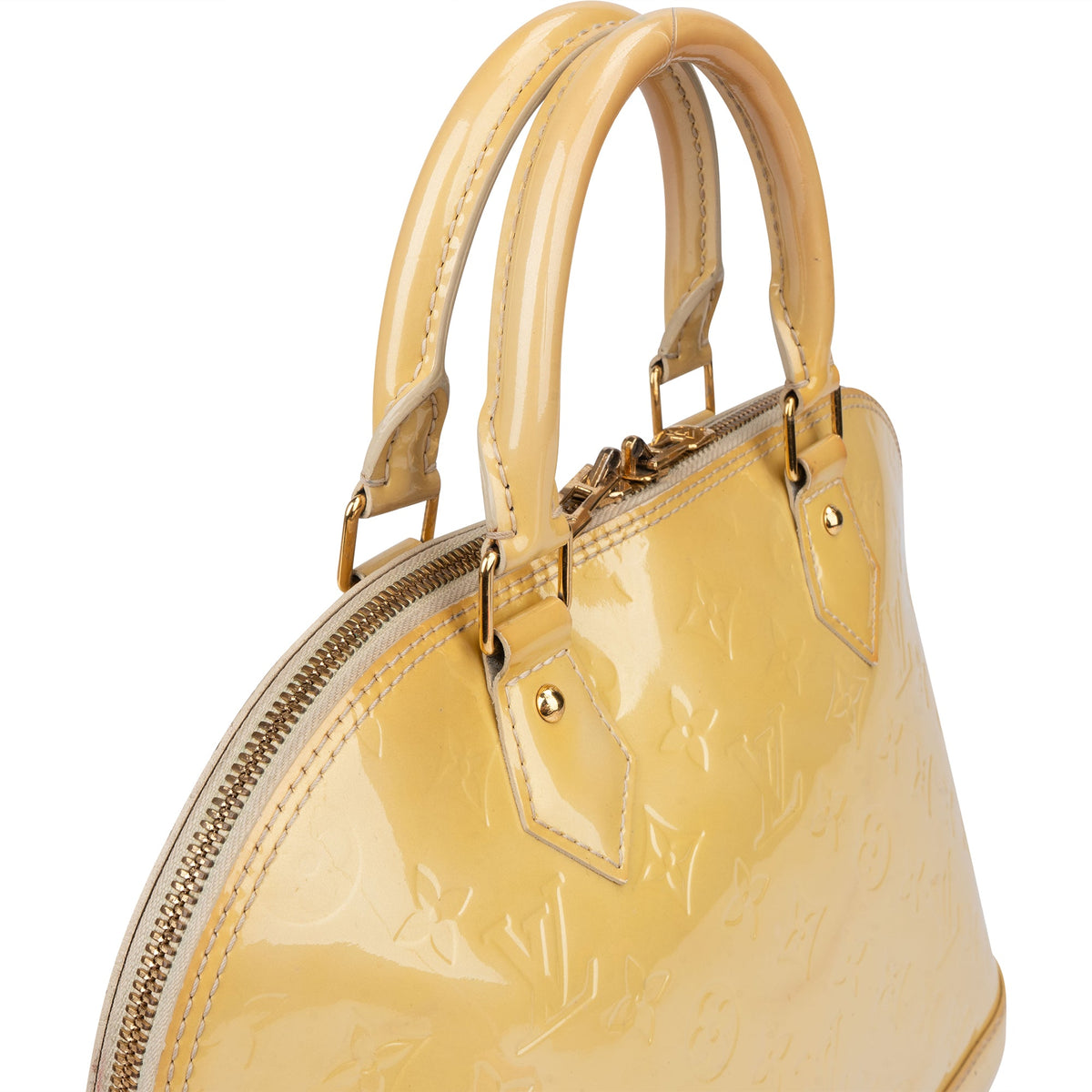 Louis Vuitton Jaune Vernis Monogram Alma PM handtas