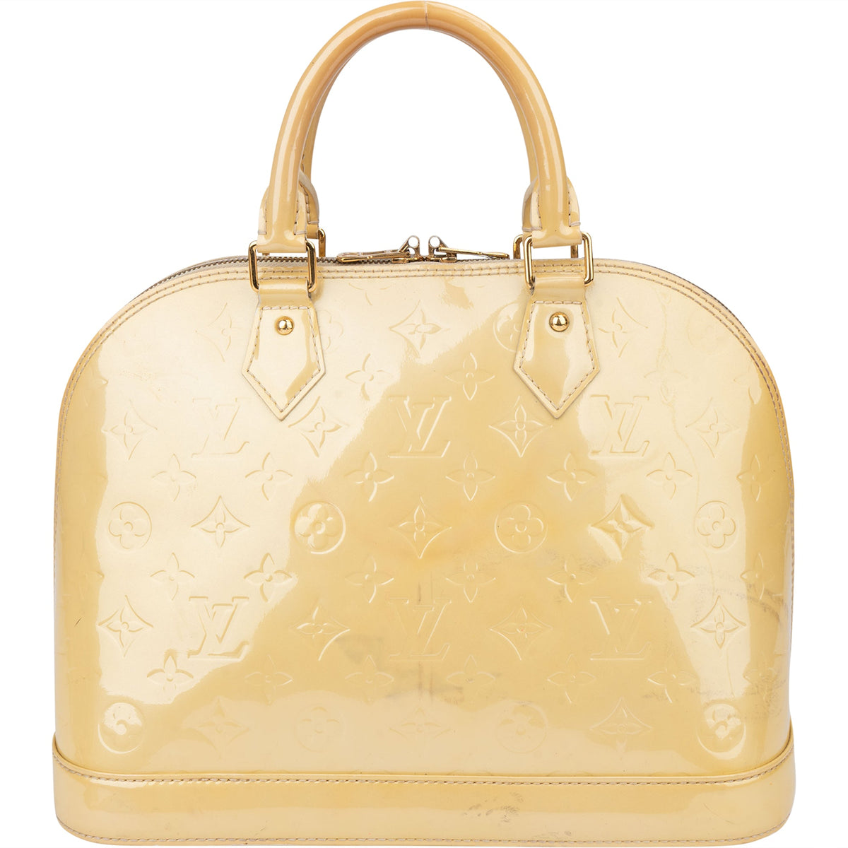 Louis Vuitton Jaune Vernis Monogram Alma PM handtas