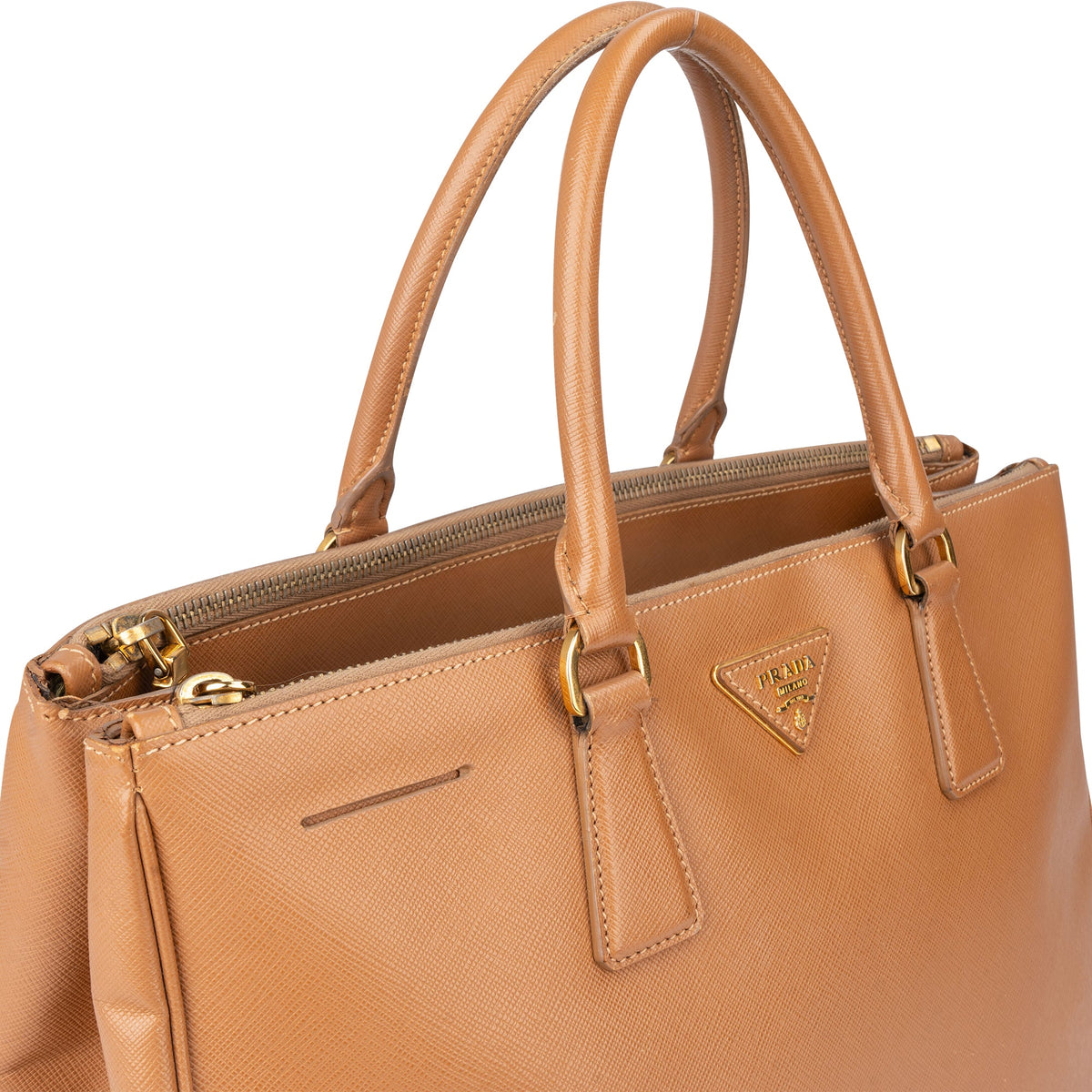 Prada Bruine Leren Galleria Handtas