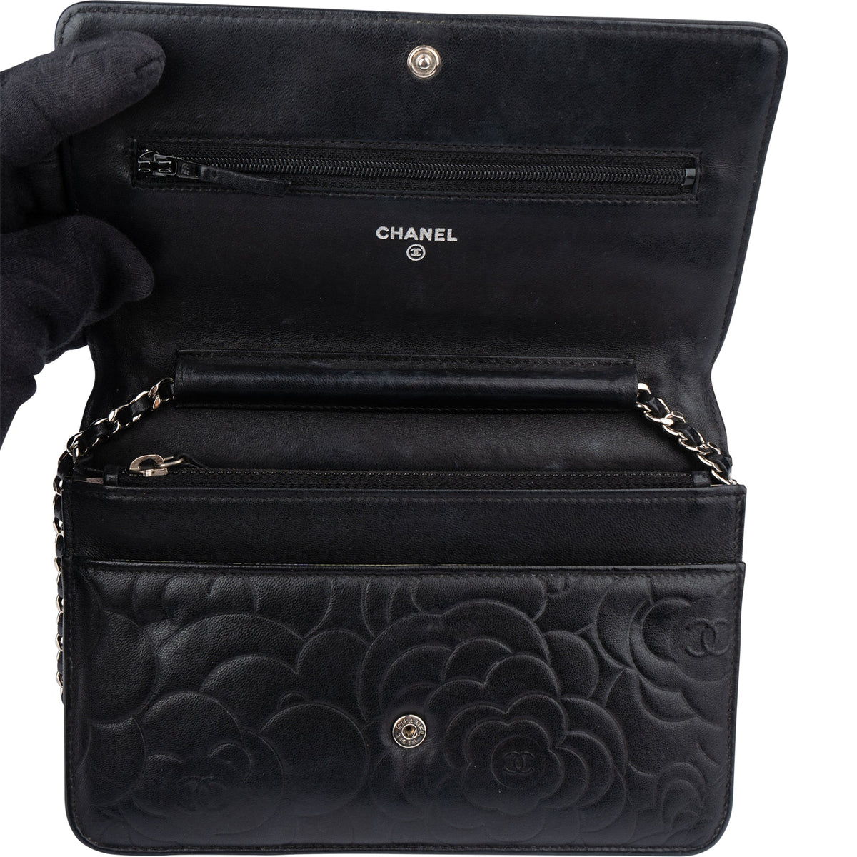 Chanel Lammleder Camellia Wallet on Chain Umhängetasche, Bild 12 von 15