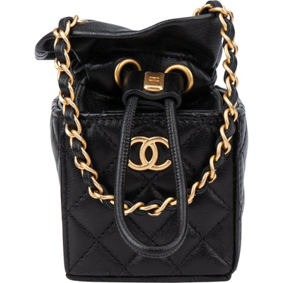 Chanel Quilted Leather Micro Cube Crossbody Bag