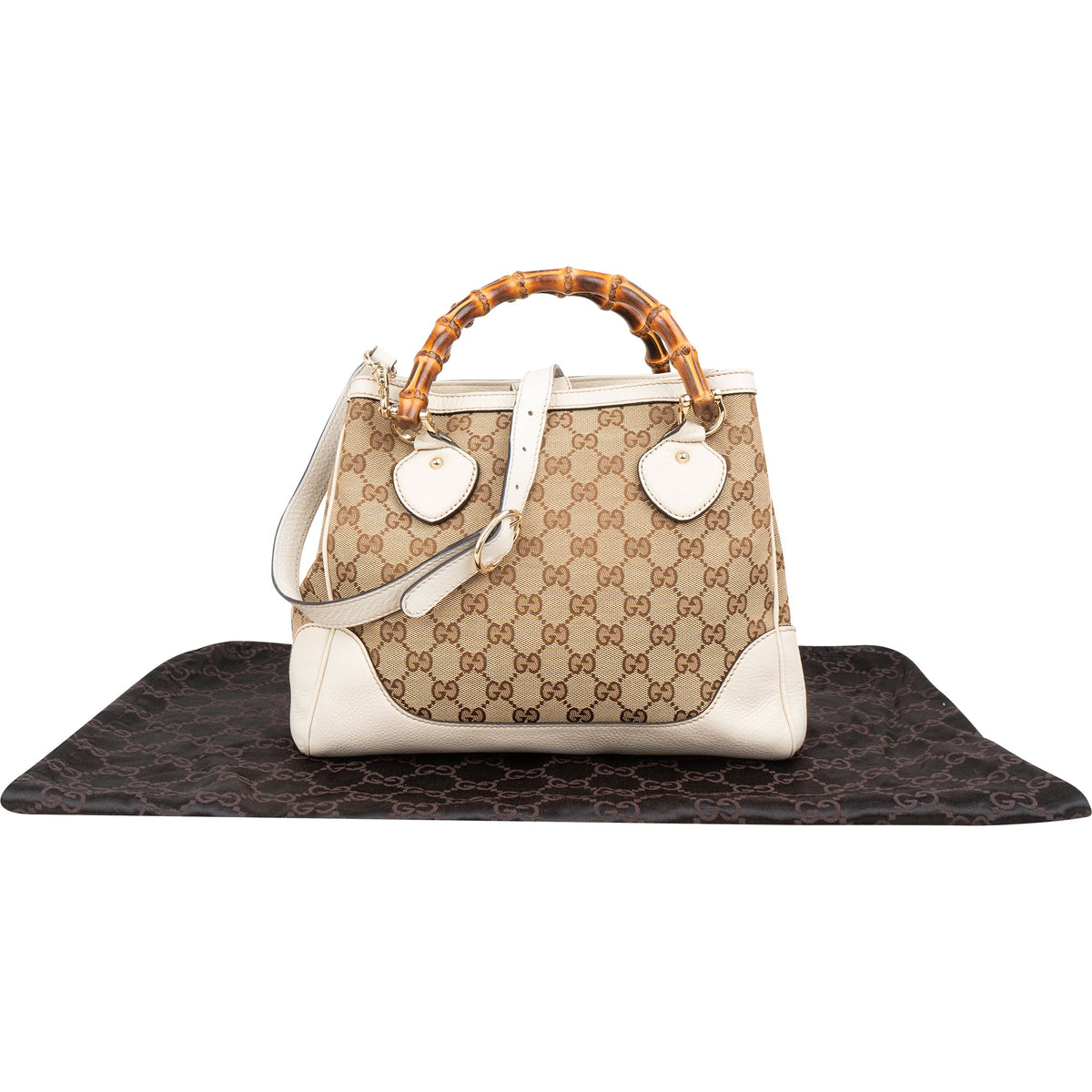 Borsa tote Gucci Diana Bambus Handle Small in tela Monogram GG