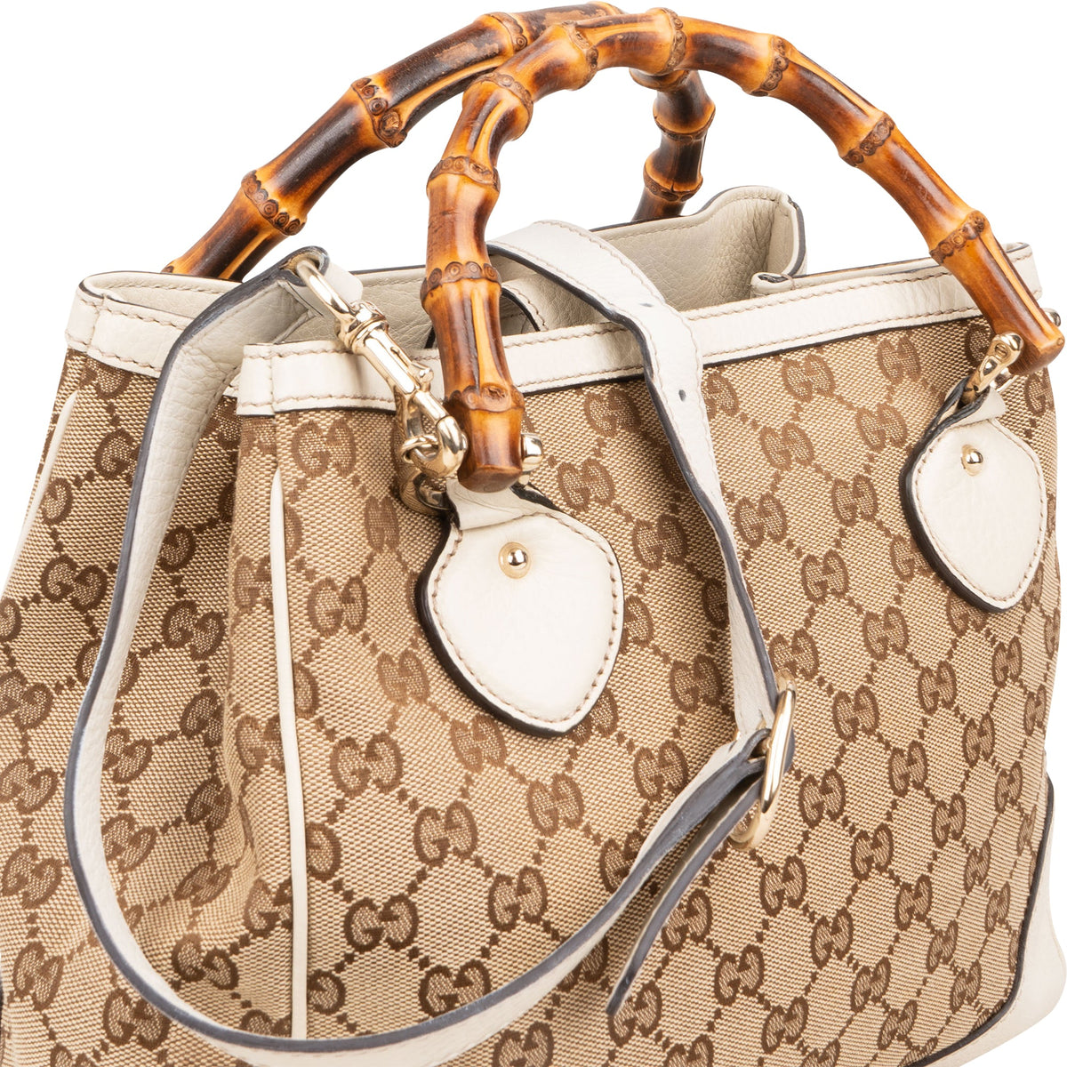 Borsa tote Gucci Diana Bambus Handle Small in tela Monogram GG