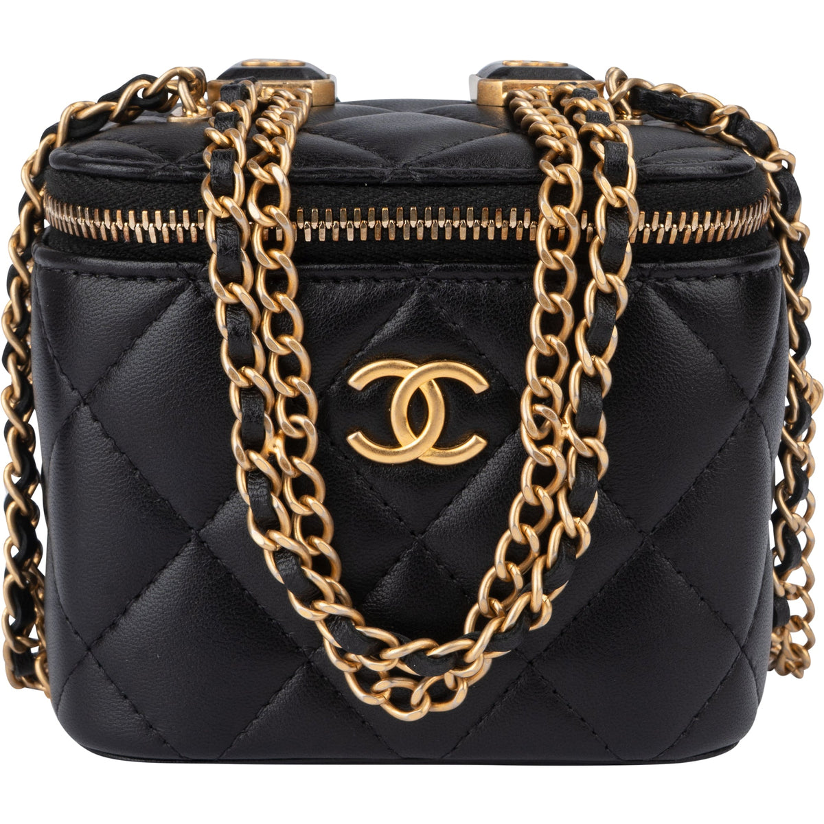 Borsa a mano Mini CC Charmy Vanity in pelle di agnello trapuntata Chanel