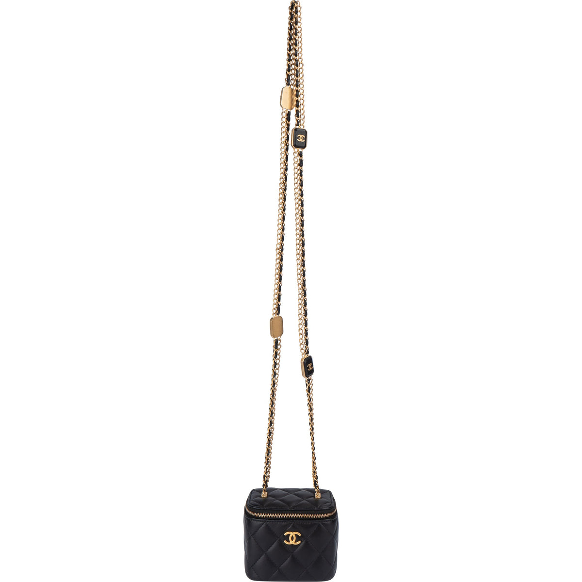 Borsa a mano Mini CC Charmy Vanity in pelle di agnello trapuntata Chanel