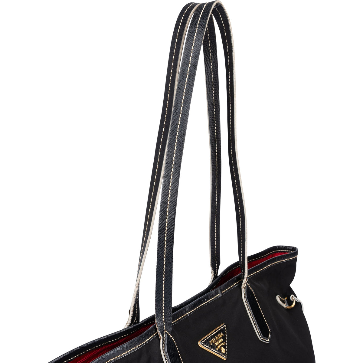 Borsa shopper Prada in nylon e pelle Saffiano