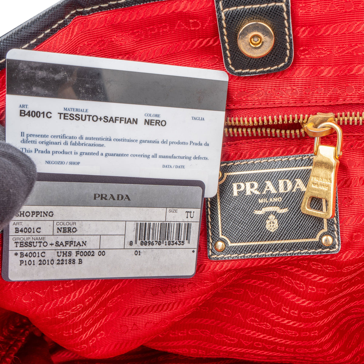 Borsa shopper Prada in nylon e pelle Saffiano
