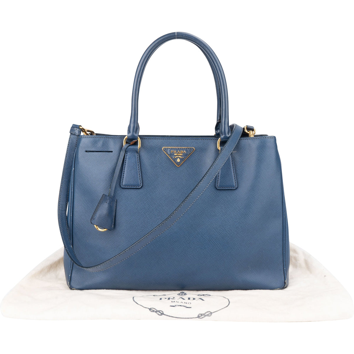 Prada Galleria aus blauem Saffiano-Leder – Ansicht 2
