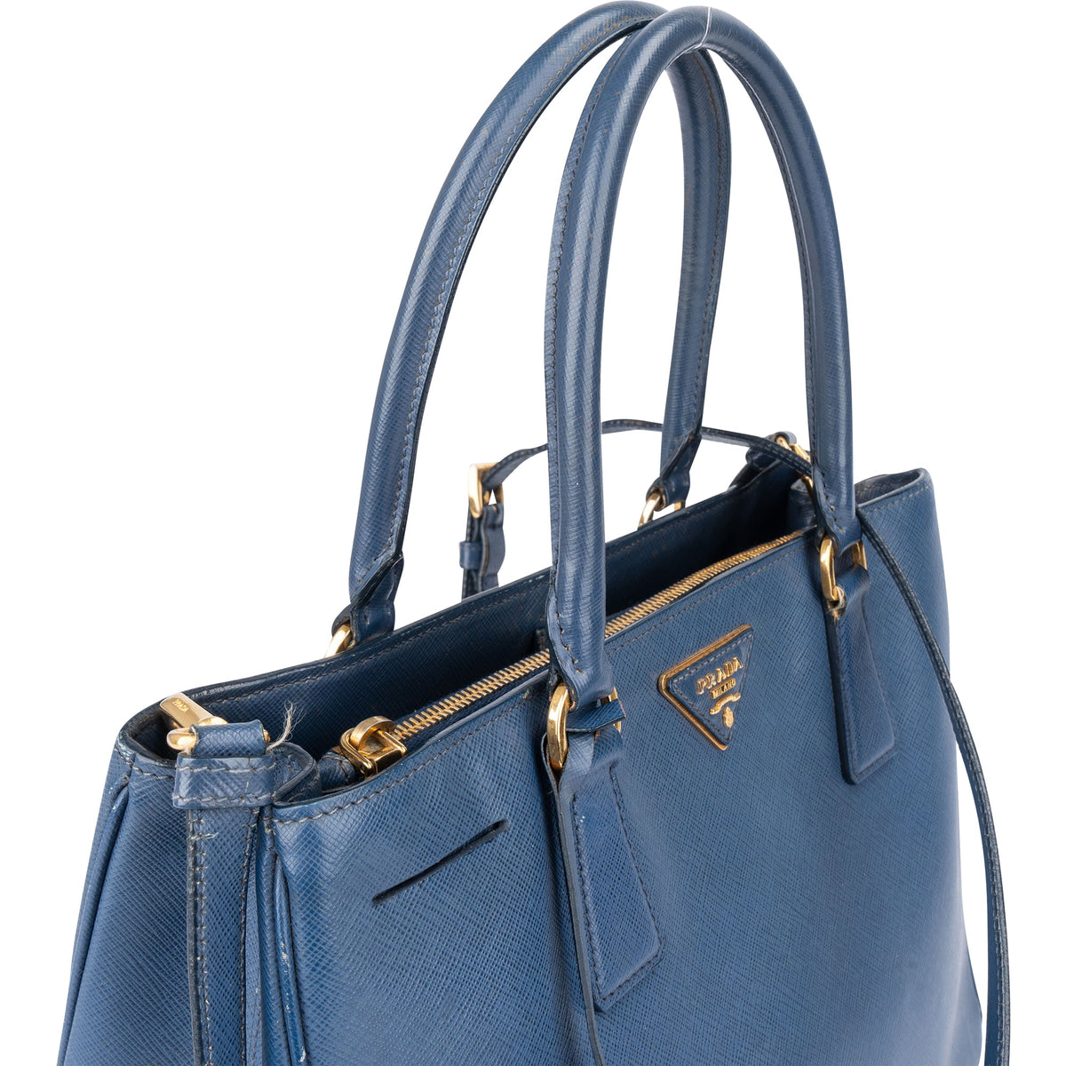 Prada Galleria aus blauem Saffiano-Leder – Ansicht 3