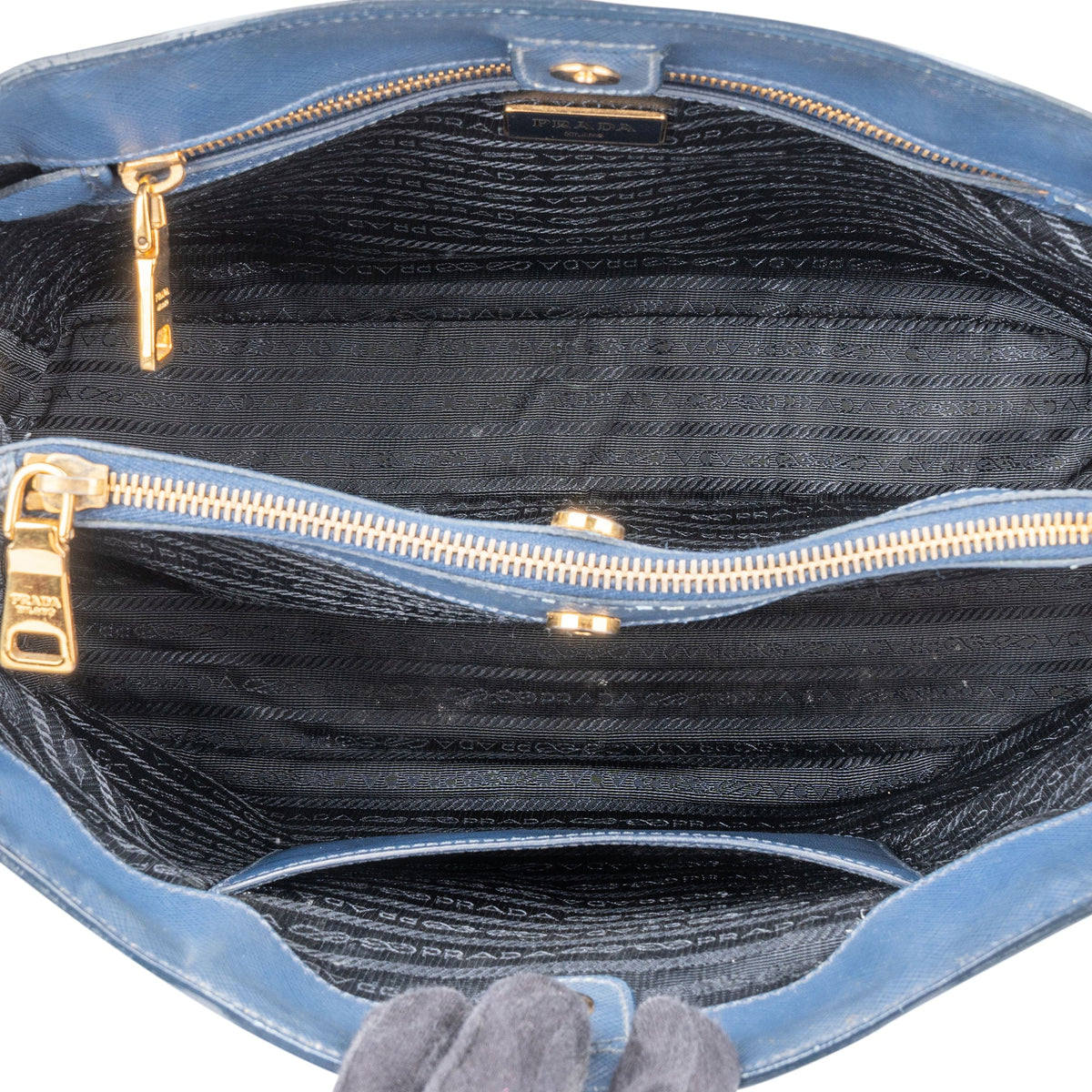 Prada Galleria aus blauem Saffiano-Leder – Ansicht 10
