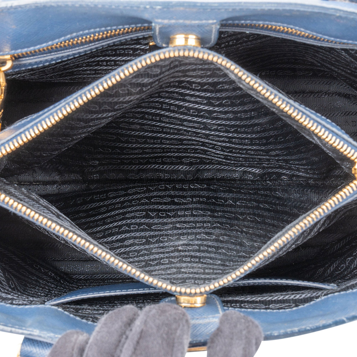 Prada Galleria aus blauem Saffiano-Leder – Ansicht 11