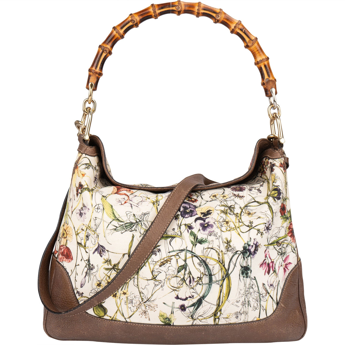 Gucci Special Floral Bamboo aus Baumwolle und Leder – Vorderansicht