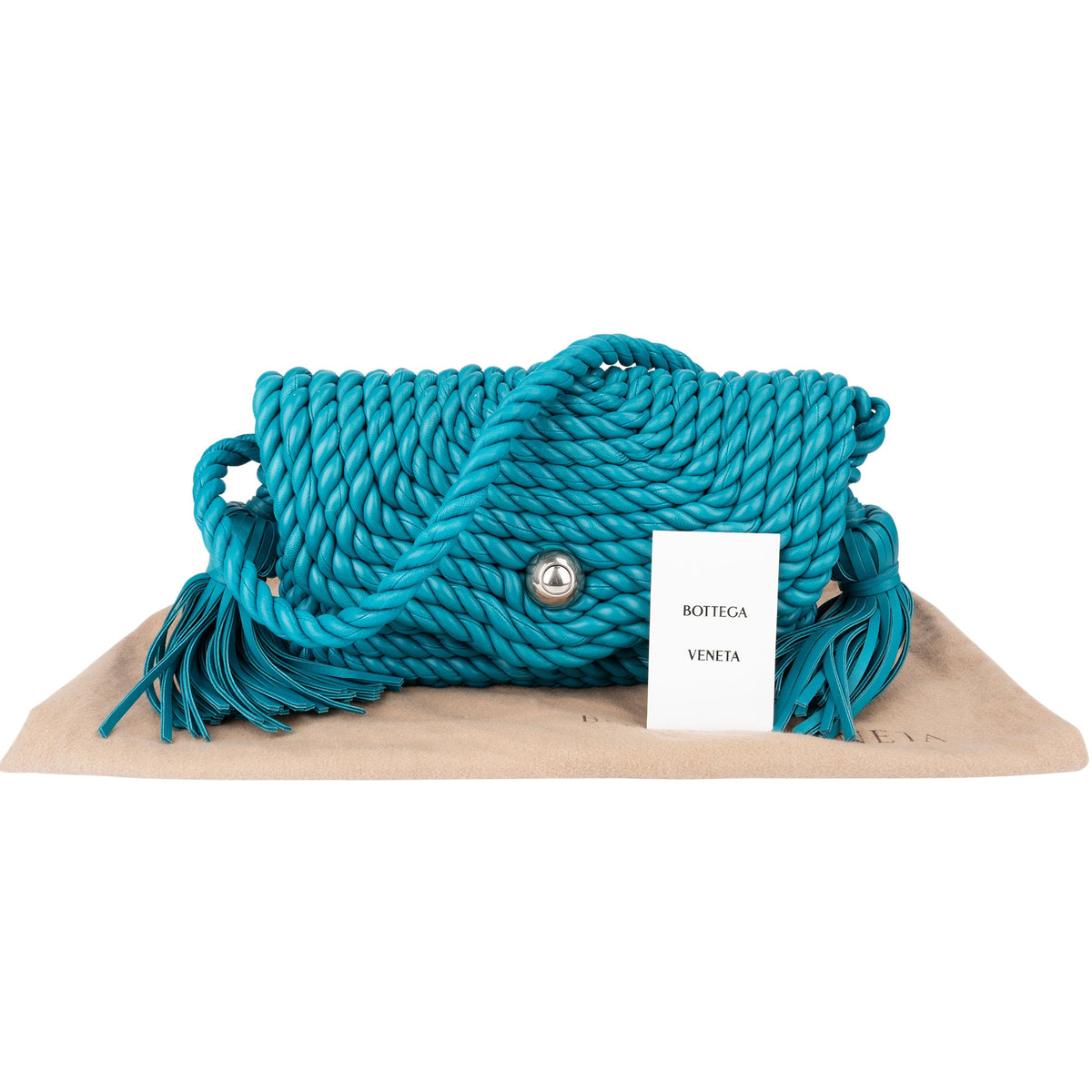 Bottega Veneta gevlochten blauwe leren Torchon crossbodytas