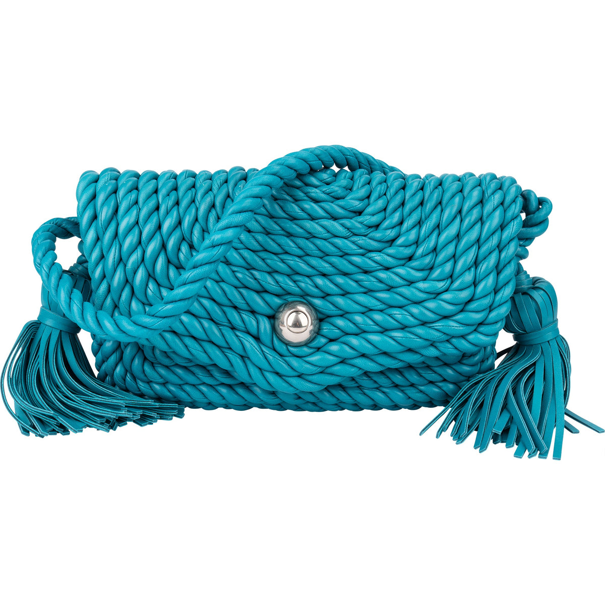 Bottega Veneta gevlochten blauwe leren Torchon crossbodytas