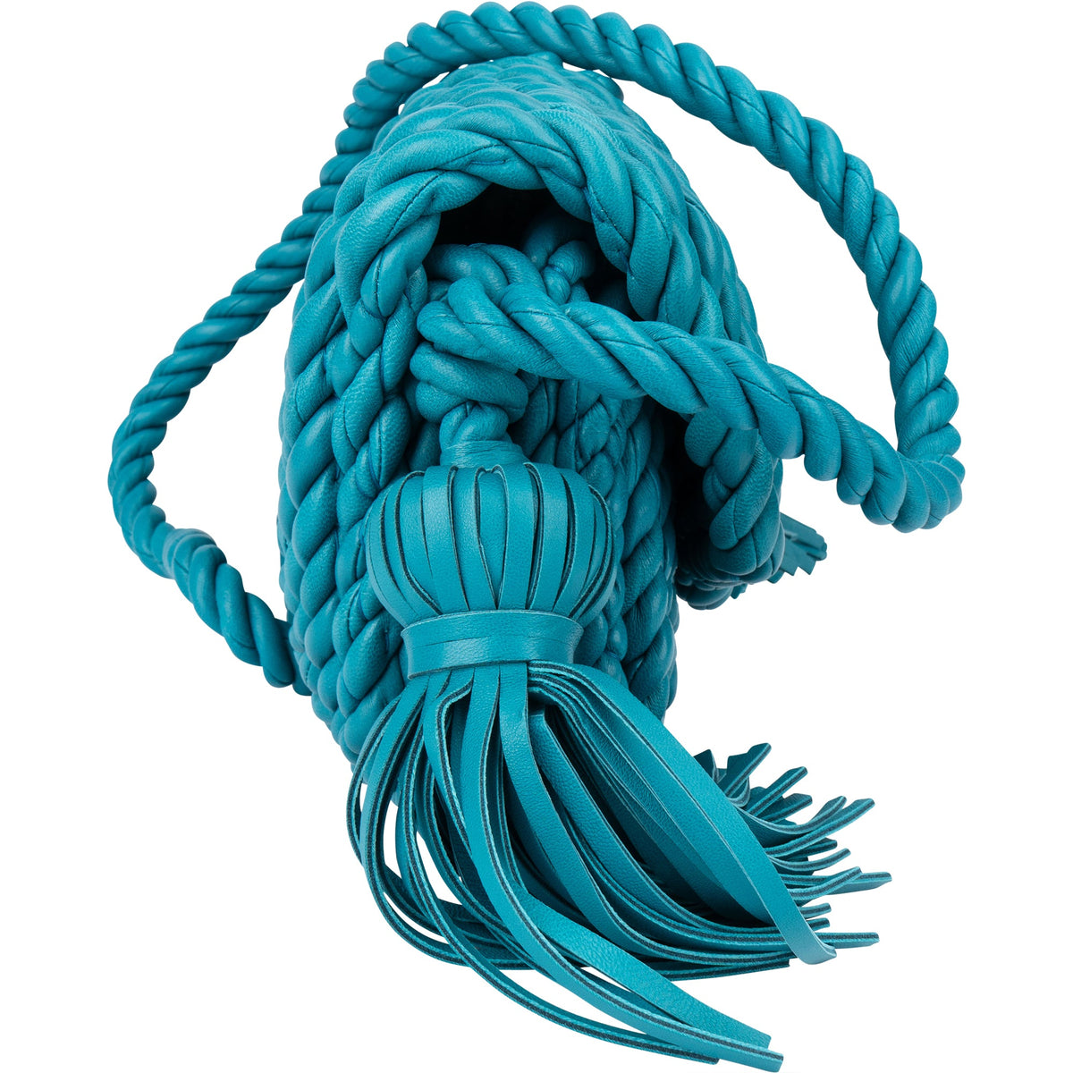 Bottega Veneta gevlochten blauwe leren Torchon crossbodytas