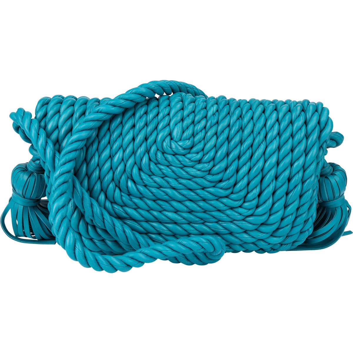 Bottega Veneta gevlochten blauwe leren Torchon crossbodytas