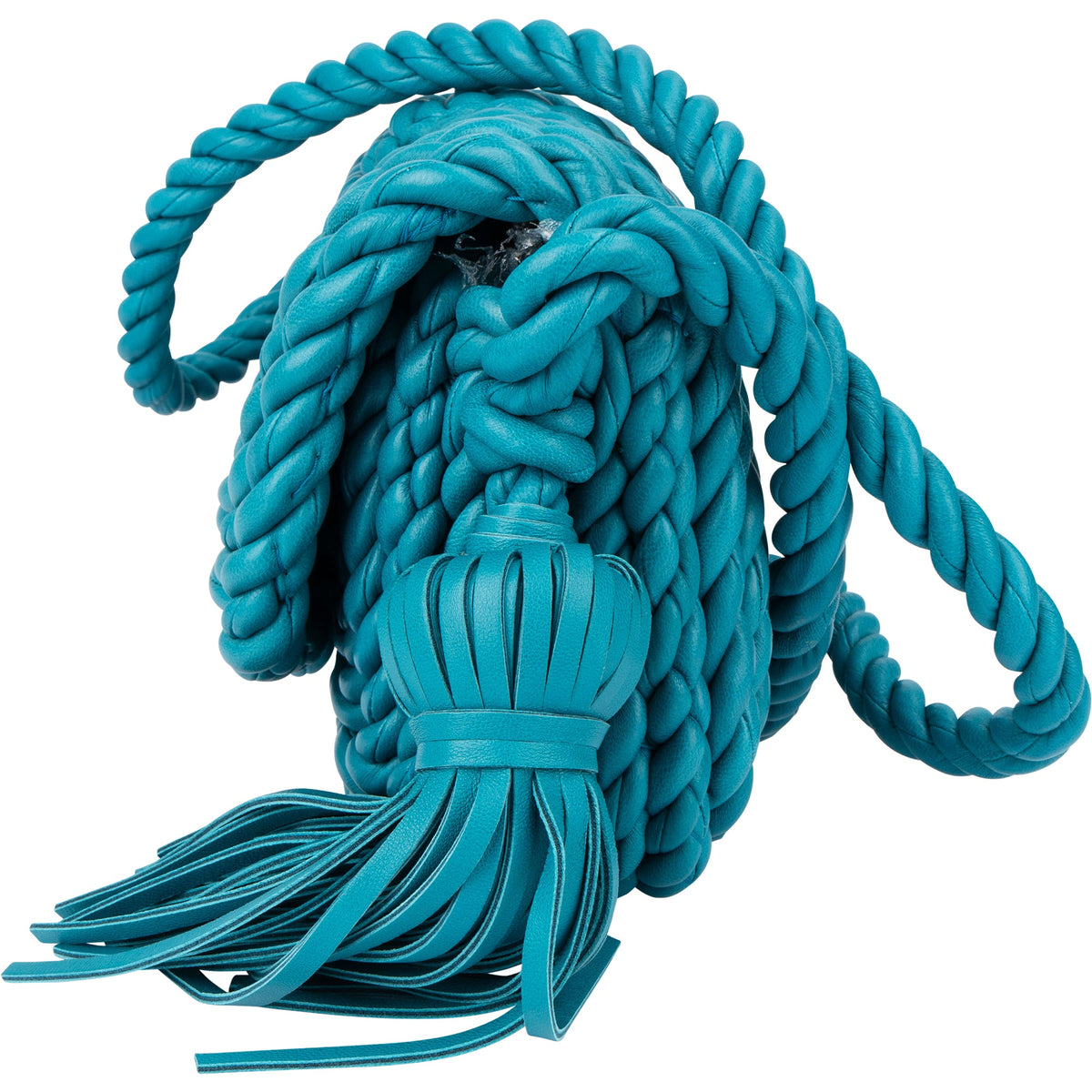 Bottega Veneta gevlochten blauwe leren Torchon crossbodytas