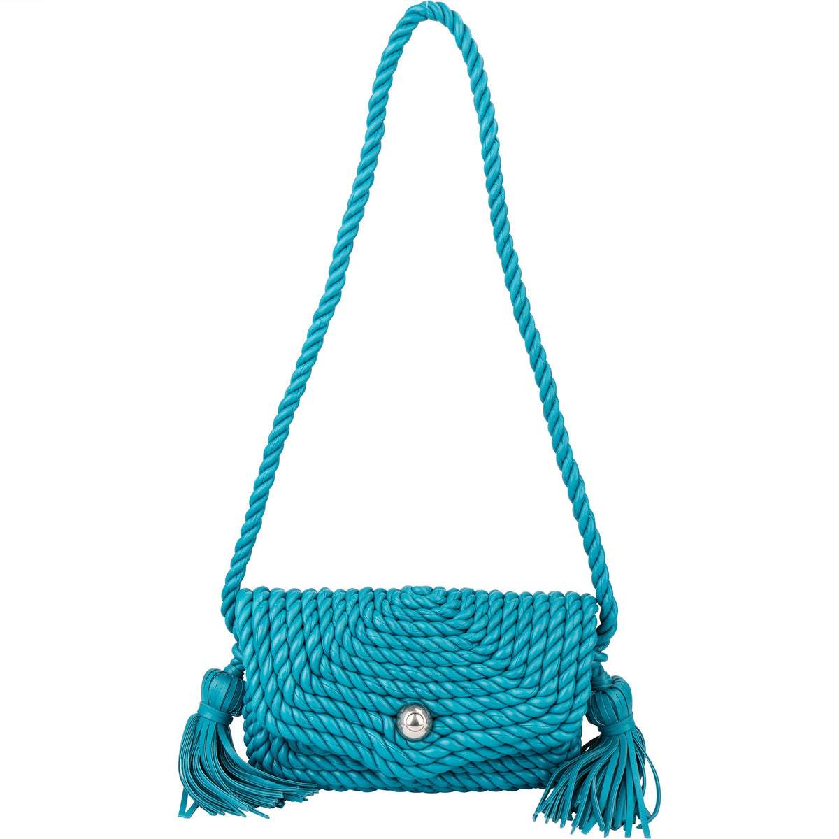 Bottega Veneta gevlochten blauwe leren Torchon crossbodytas