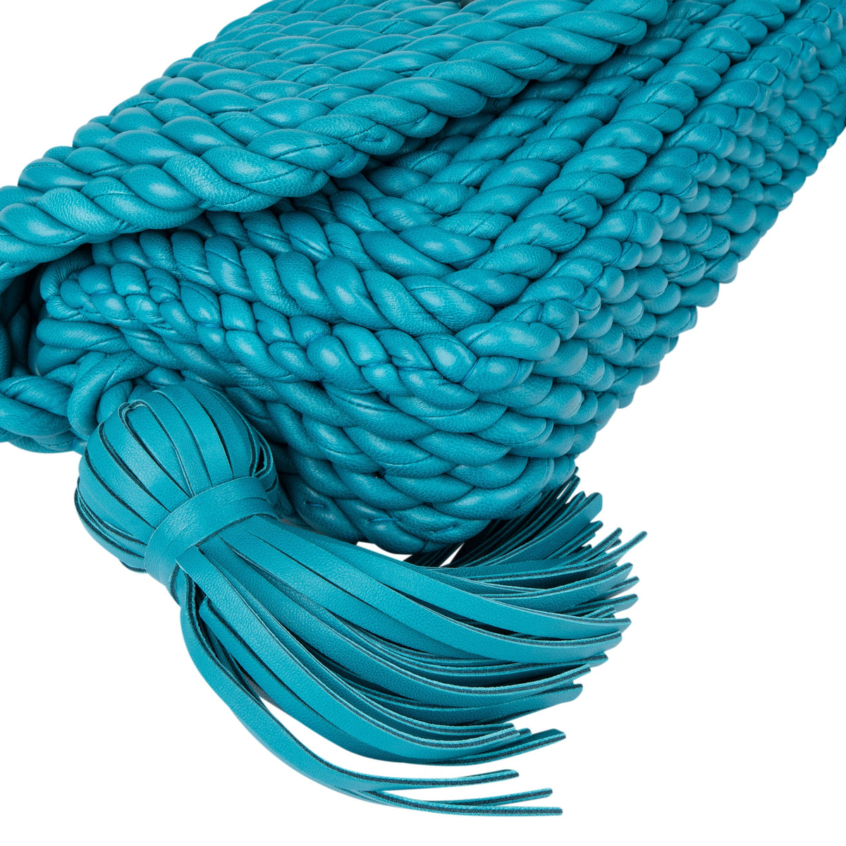 Bottega Veneta gevlochten blauwe leren Torchon crossbodytas